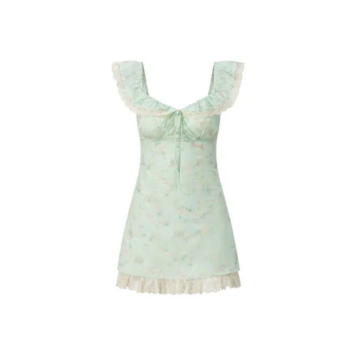 DITB Mint Green Jacquard Женские Платья без рукавов