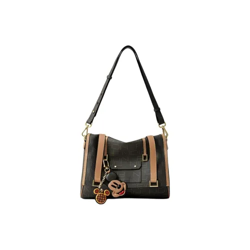 FION Покрытие Холст Сумка через плечо Сумка на плечо Стандартная Женская Темно-Кофейный Коричневый