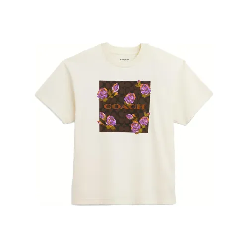 COACH SS23 Стандартная T-рубашка Женская Молочно-белая