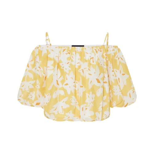 MOCO Буф-рукав Т-рубашка Женская Цветочный Желтый