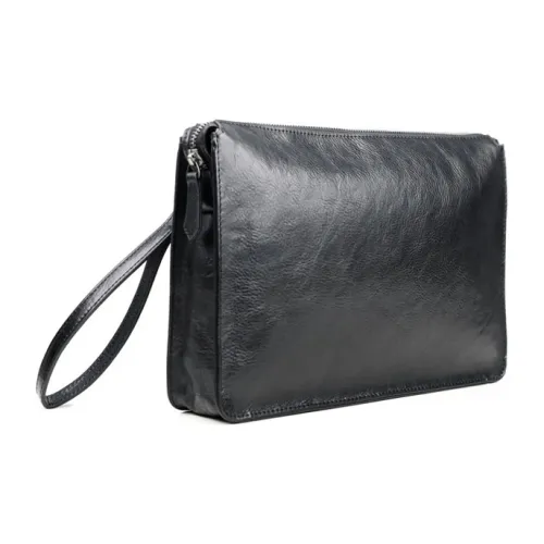 DOSRFINI Клатч из крупнозернистой текстуры коровьей кожи мужской черный