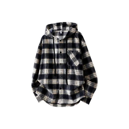 BAOZHAGE Черная клетка Унисекс Рубашки