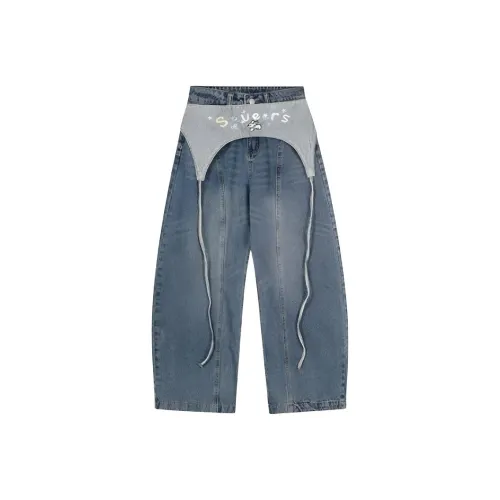 DANCANG Потертый Свободный крой Драпированные Широкие брюки Брюки прямого кроя Женские