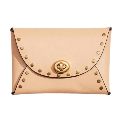 COACH Pouch Кожа Мешок для хранения Клатч Мини Женские Нюдовый