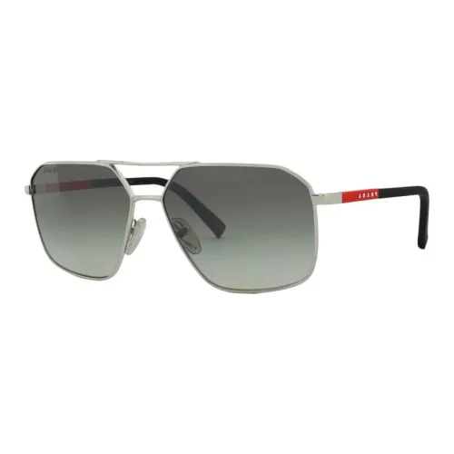 PRADA Пластик Металл Авиатор Солнцезащитные очки Унисекс Серебряный