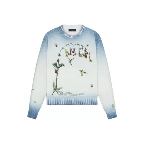 AMIRI Вышитый Crew Свитер Мужской Синий