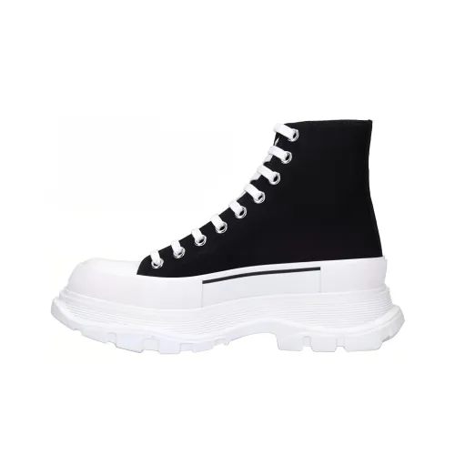 Alexander McQueen Tread Slick Короткий Платформа Обувь Мужская Черный Белый