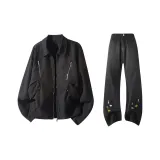 Чёрное пальто + чёрные штаны