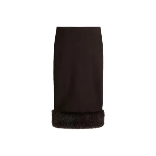 H M Темно-коричневая женская вязаная длинная юбка