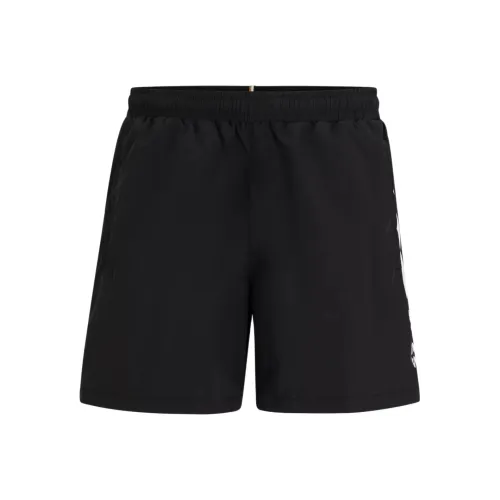 Hugo Boss Быстросохнущие Плавательные Шорты с Полосами и Логотипом Повседневные Шорты Мужские Черные