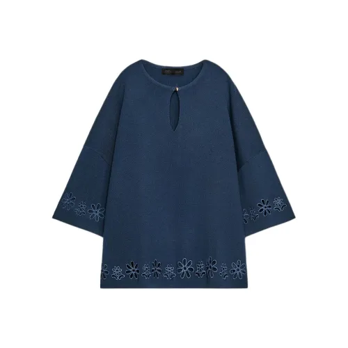 ZARA Темно-синие женские футболки T