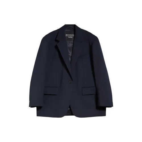 WEEKEND MaxMara Pappa Коллекция Габардин Блейзер Бизнес Костюм Женский Синий