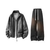 Темно-серый топ + черные штаны