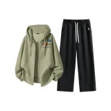 Серый горошек зеленый (Mb Цветок ткань Realm левое плечо ярлык) + черный (Me45 Улыбка ярлык) брюки левый карман