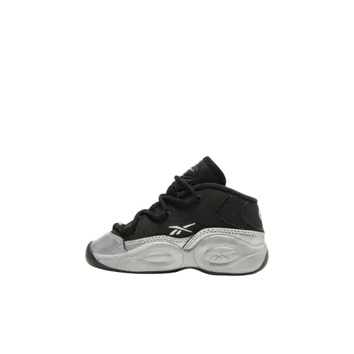 Reebok Question Поддержка MID Топ Обувь для малышей Черный Серебряный Infant и Toddler
