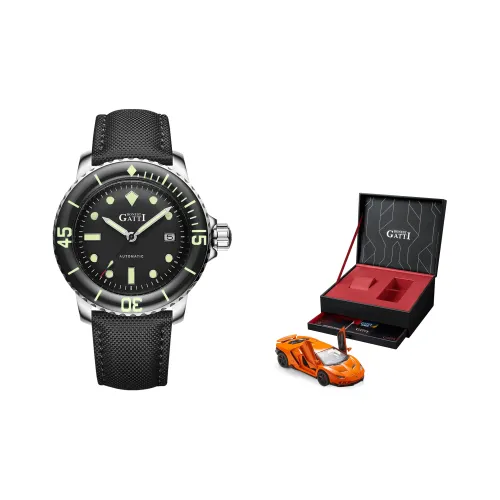 BONEST GATTI Автоматический механический механизм натуральная кожа ремень часы для мужчин черный циферблат