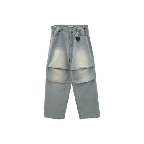 LOWEAR Сердце Кольцо для ключей Pintuck Деним Брюки Джинсы Женские