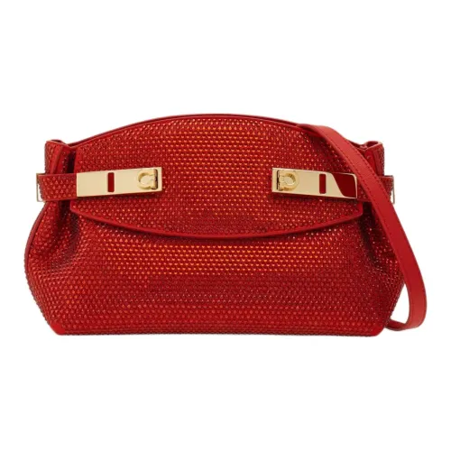 Ferragamo Hug Замша Сумка через плечо Мини Женская Пламя Красный