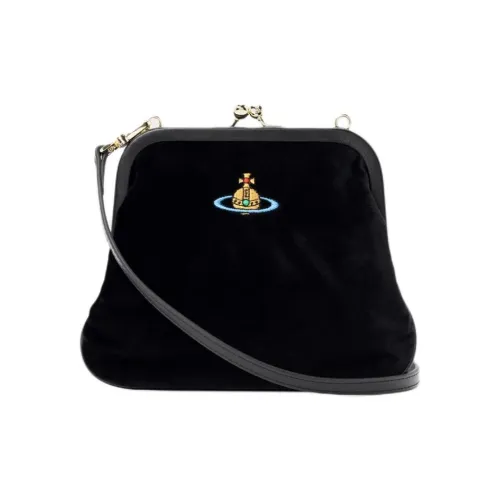 Vivienne Westwood Velvet One Shoulder Crossbody Clutch Women's Black Women's Black