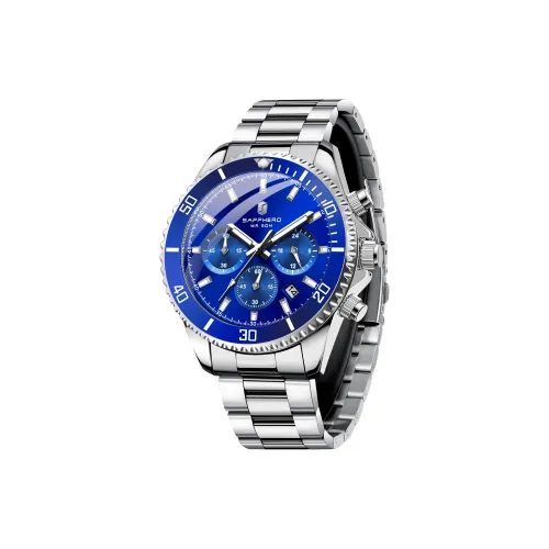 SAPPHERO Кварцевый механизм стальной ремешок мужские часы черный циферблат