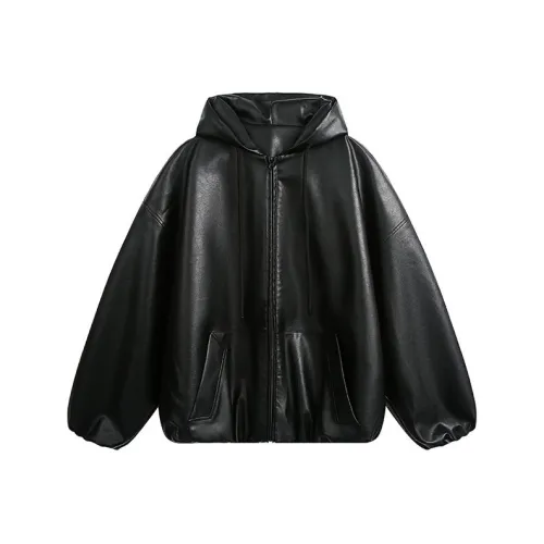 THE AIER Черные Мужские Кожаные Куртки