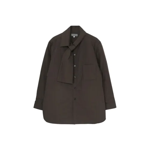 Yohji Yamamoto Pour Homme FW25 Серый Broad STOLE Детали Утепленный Блоуз Рубашка Мужской