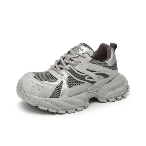 Jin Baichuan Легкий Низкий Топ Толстая Подошва Кроссовки Женские Черный Серебристый Желтый Осенний