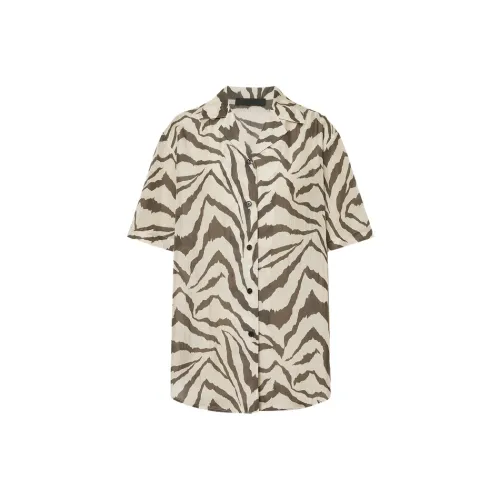 MO&CO Женские рубашки с двухтональным тигровым принтом