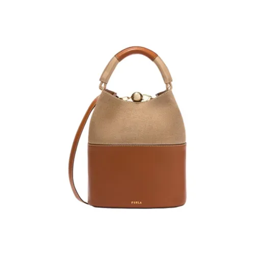 Furla Коровья кожа ведрообразная сумка одно плечо маленькая женская сумка цвет коньяк песочный