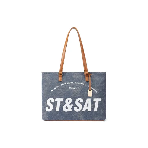 ST SAT Ткань Тоут Сумка на плечо Стандартная Женская Синяя