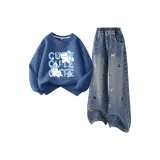 Кошка, узел, индиго-синий + однотонный, джинсовый синий