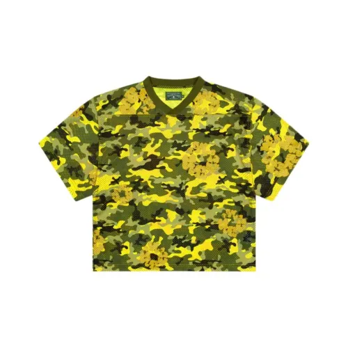 Denim Tears совместный бренд SS25 CAMO хлопок венок сетка футбол топ желтый футбол джерси унисекс