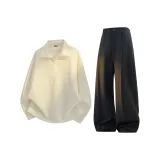 Бежевый свитшот + черные штаны