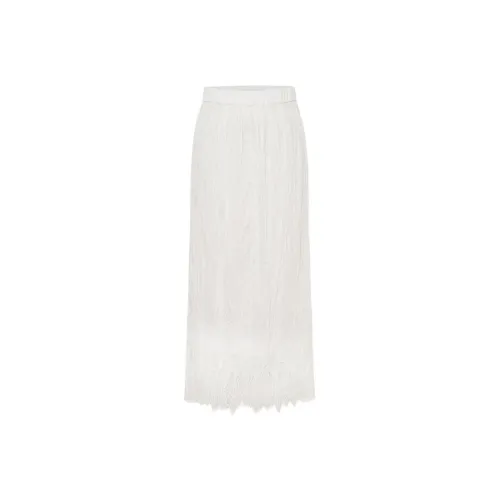 MO&CO Натуральный белый Женские Повседневные длинные юбки