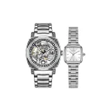 Серебряный белый двойной часы