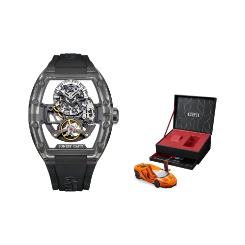 BONEST GATTI King Speed Автоматический Механический Механизм Мужские Часы Черный Циферблат