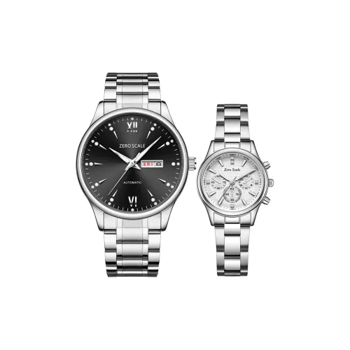 Zero Scale Кварцевый механизм Металлический ремешок Часы Унисекс Черный циферблат