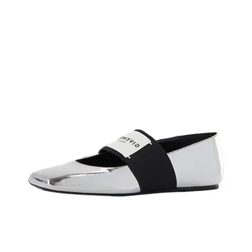 Givenchy Срезанный Квадрат Плоская подошва Туфли Мэри Джейн Женские Серебряные