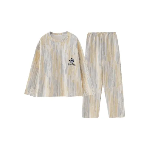 Qian Rise Вертикальный Полосатый Панда Женские Пижамные Комплекты