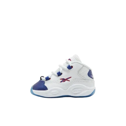 Reebok Question Mid Топ Обувь для малышей Белый Синий Infant и Toddler