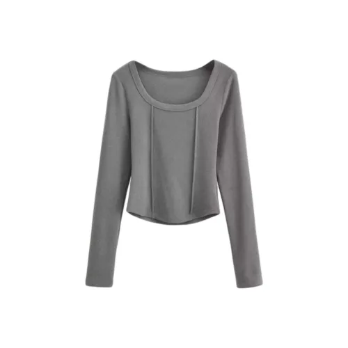 IUNOP Кокетливый стиль Подол изогнутый Внутренний слой Термический топ Для женских Женские