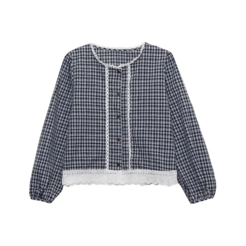 IUNOP Длинный рукав клетчатая рубашка для женщин