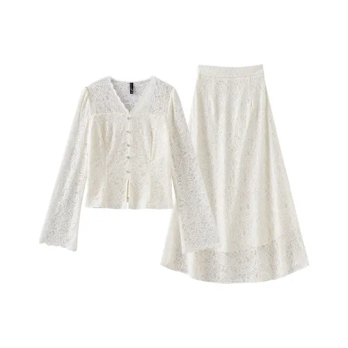 OUNIXUE Бежевый Женские Комплекты с Юбкой