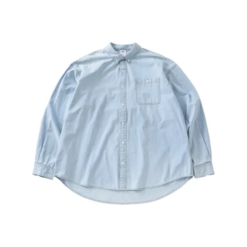 RESTICK Японский винтаж Синий Рубашка Мужская