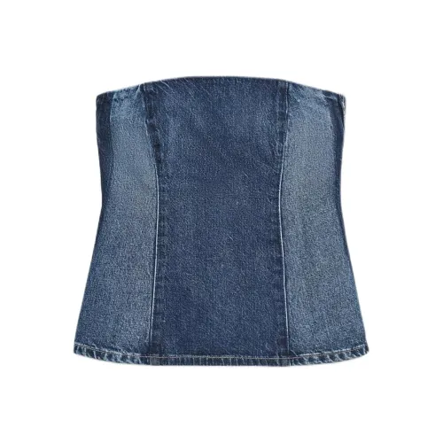 ZARA Trf Морской синий Женские топы без бретелек