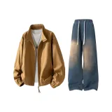 Тёмный хаки топ + кибер зелёные штаны