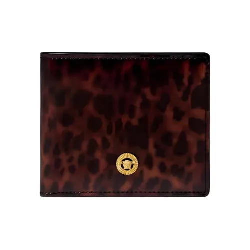 VERSACE MEDUSA BIGGIE серия Кошелек из телячьей кожи Мужской Коричневый Золотой