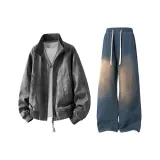 Темно-серый топ + кибер-зеленые штаны