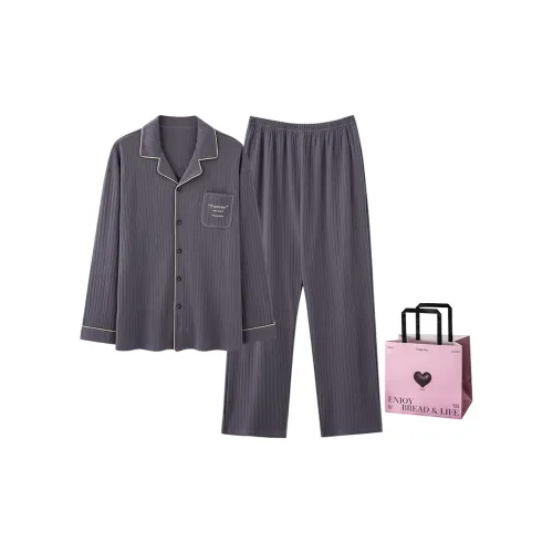 METE WHALE MT Серый комплект [Сумка для покупок с сердцем] Мужской пижамный комплект