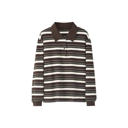 Fstudio Early AUTUMN Корейский стиль Маленький Полосы Похудение Длинный рукав Поло Женские